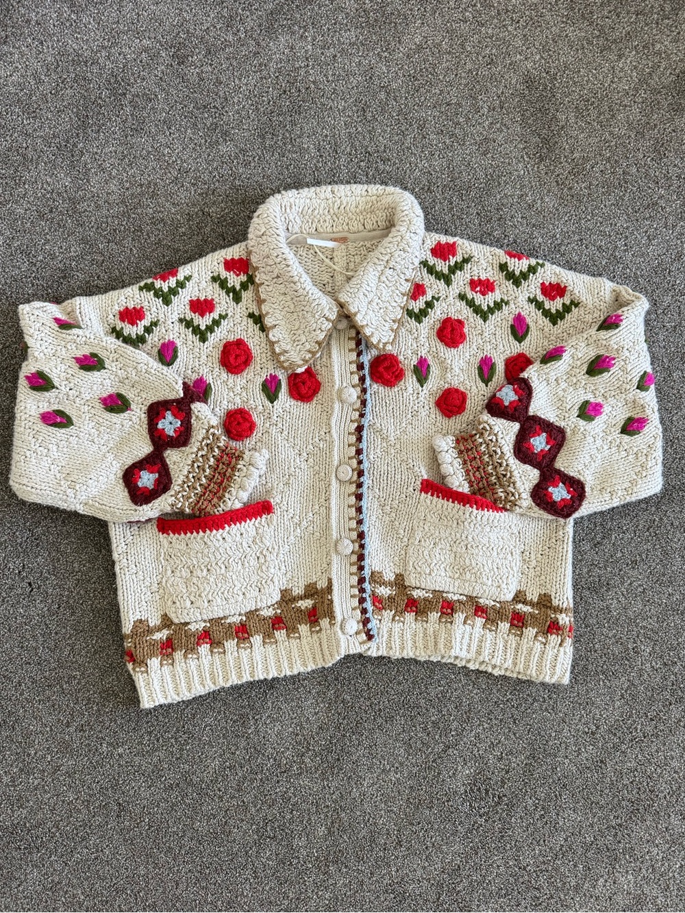Free people rosebud oversized cardigan sz M - Picture 6 of 8